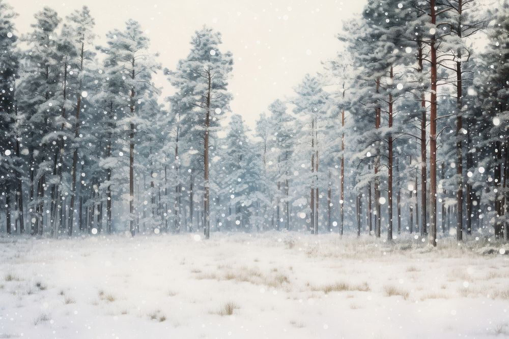 Winter pine forest snow outdoors woodland. AI generated Image by rawpixel.