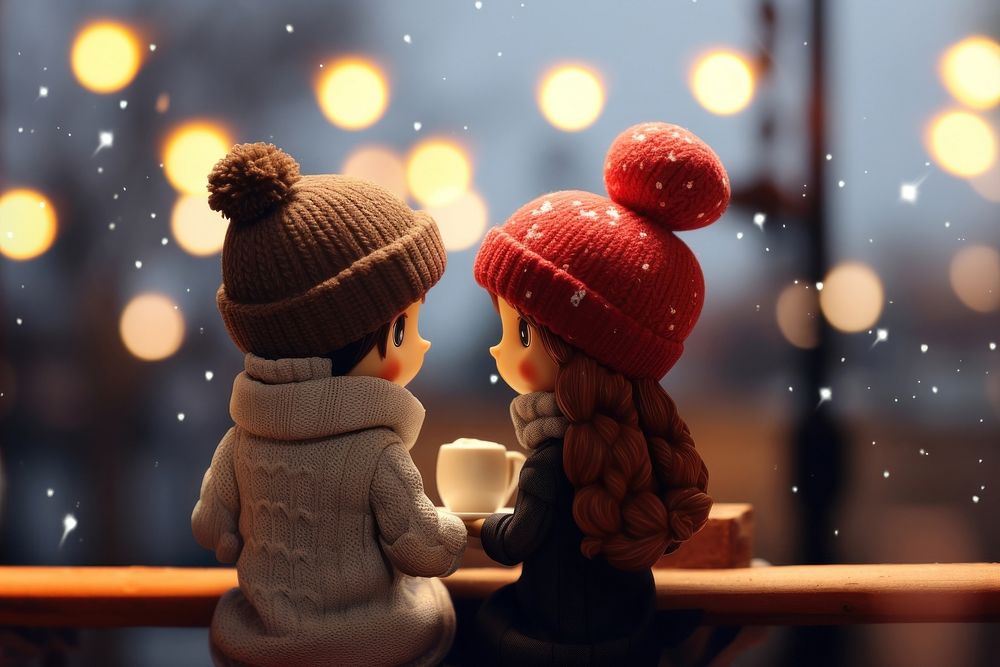 Christmas snow togetherness illuminated. AI generated Image by rawpixel.