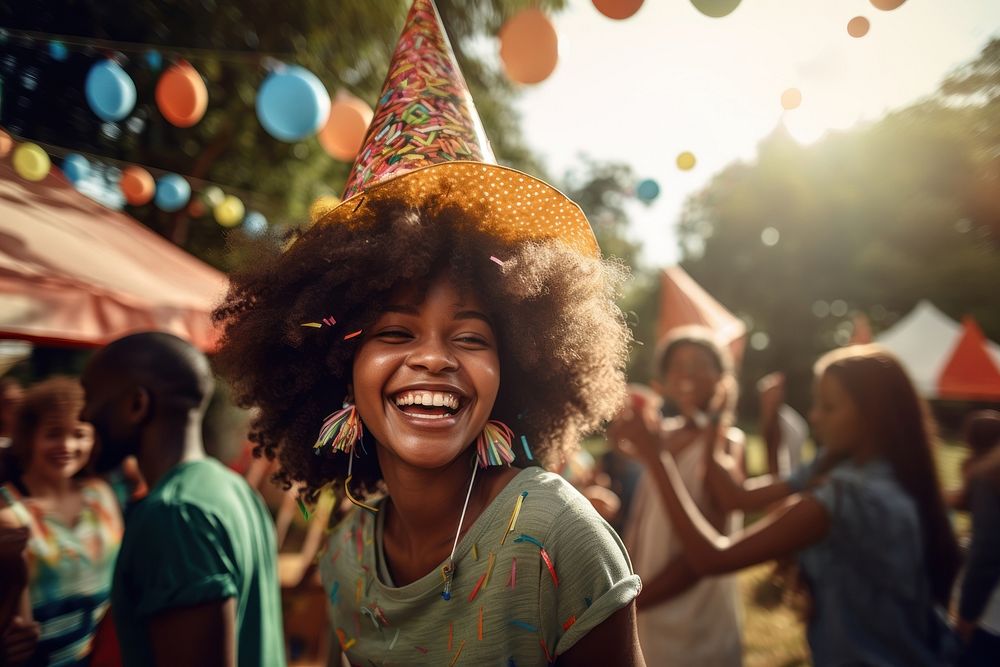 Party laughing portrait outdoors. AI generated Image by rawpixel.