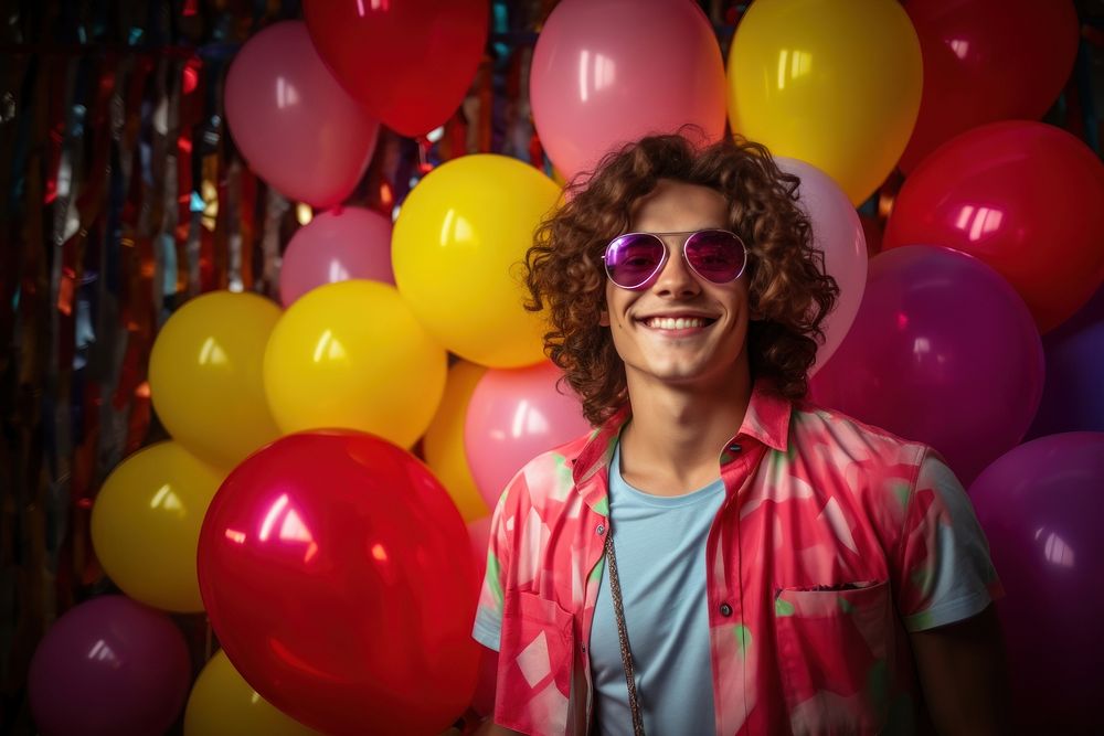 Party laughing balloon glasses. AI generated Image by rawpixel.
