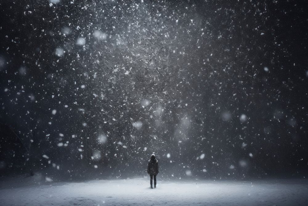 Snow blizzard standing winter. AI generated Image by rawpixel.