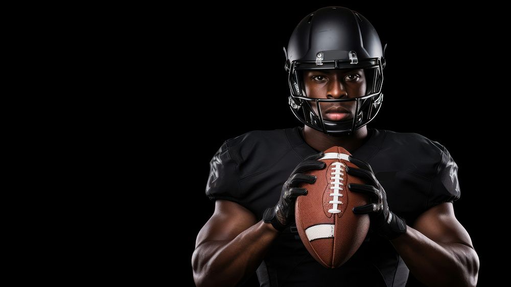 American Football Player football portrait helmet. 