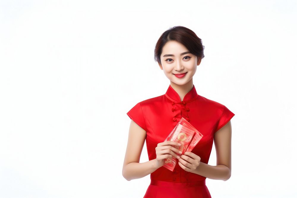 Chinese new year holding smile dress. AI generated Image by rawpixel.