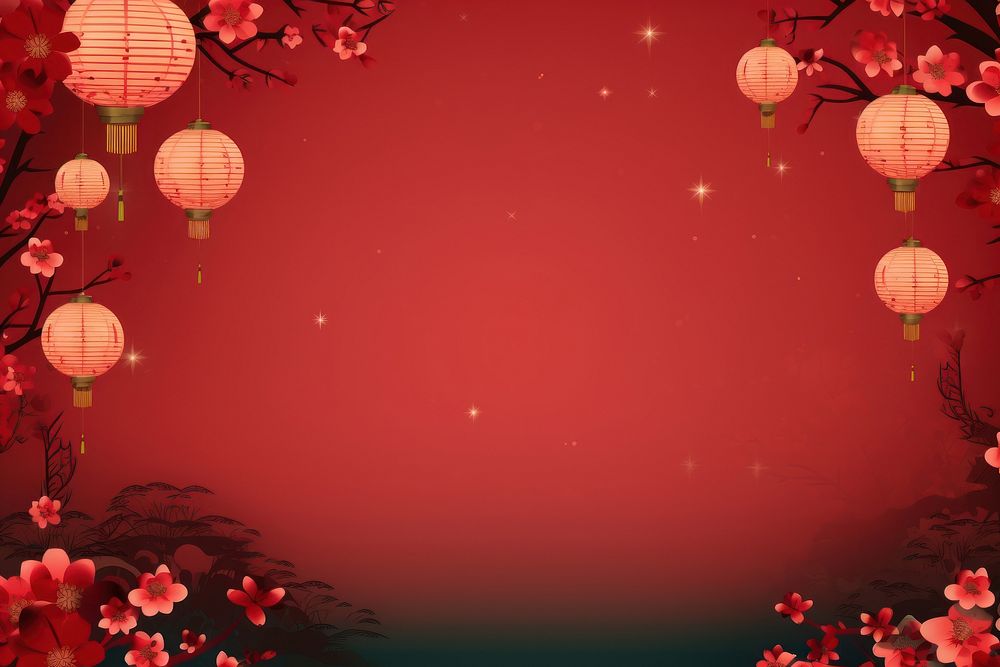 Chinese celebration background backgrounds plant illuminated. AI generated Image by rawpixel.