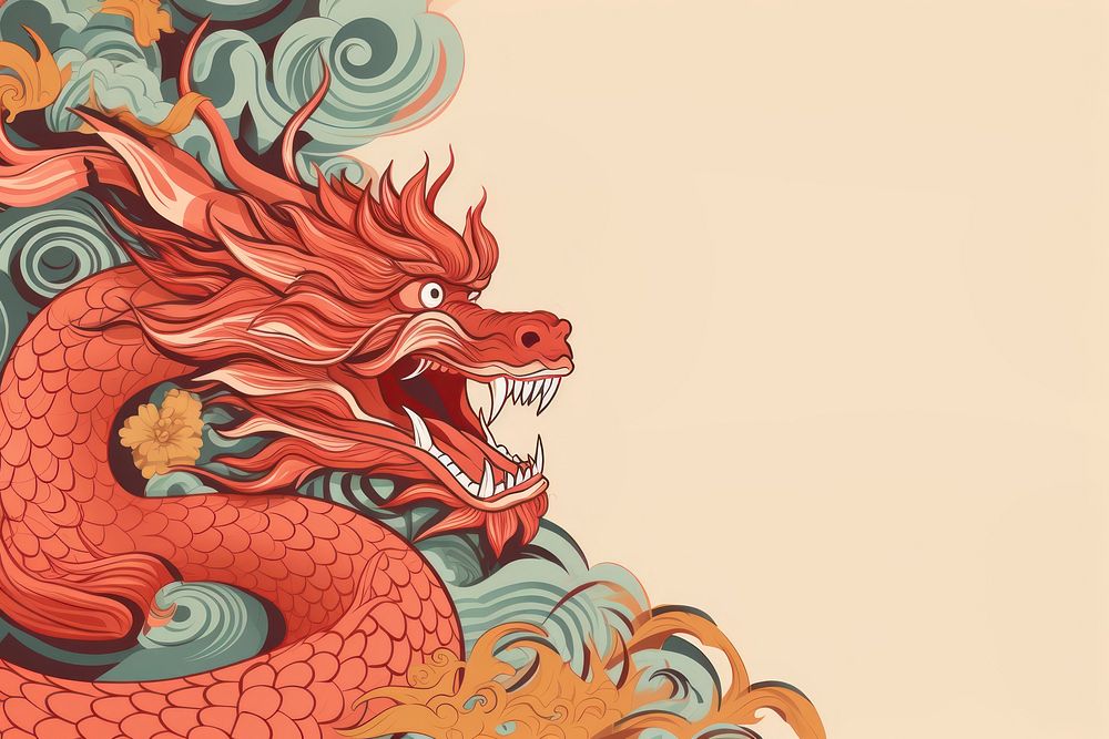 Chinese dragon background drawing representation chinese dragon. AI generated Image by rawpixel.