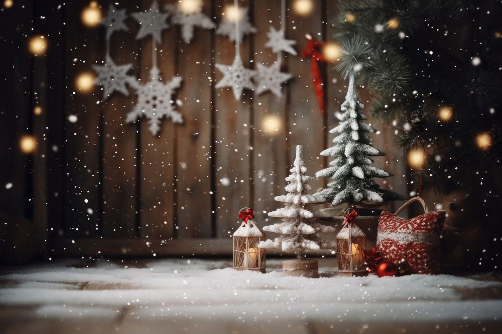 Christmas decoration snowing nature. AI generated Image by rawpixel.