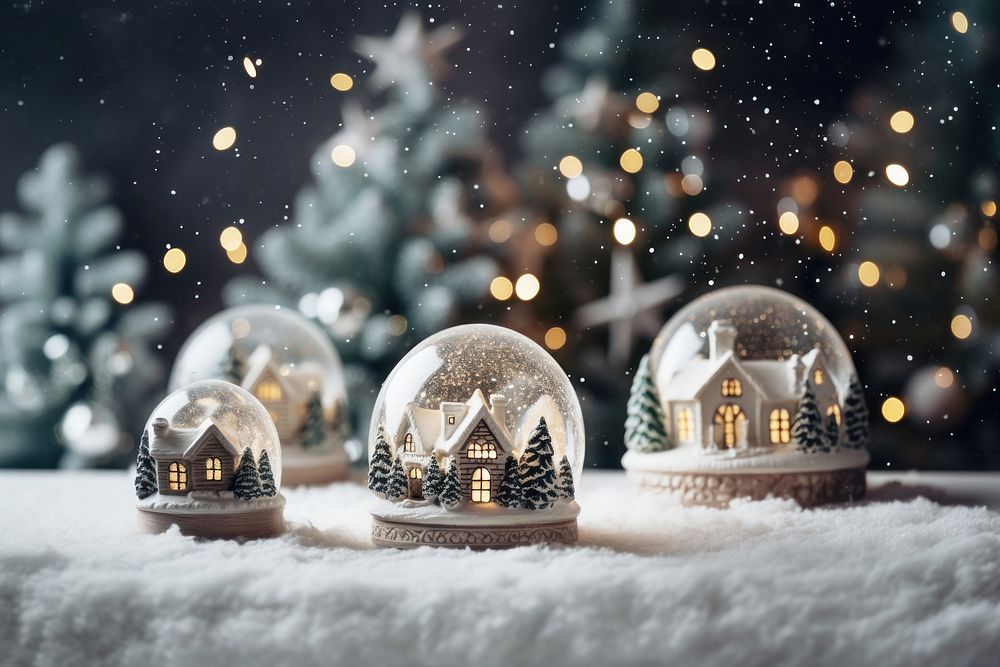 Christmas decoration snowing night. AI generated Image by rawpixel.