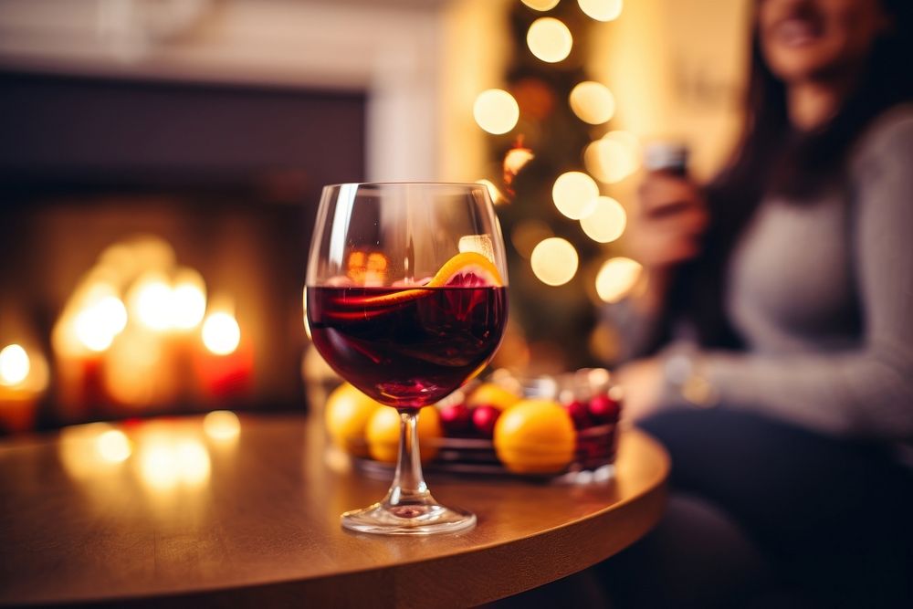 Mulled wine glass drink adult. AI generated Image by rawpixel.