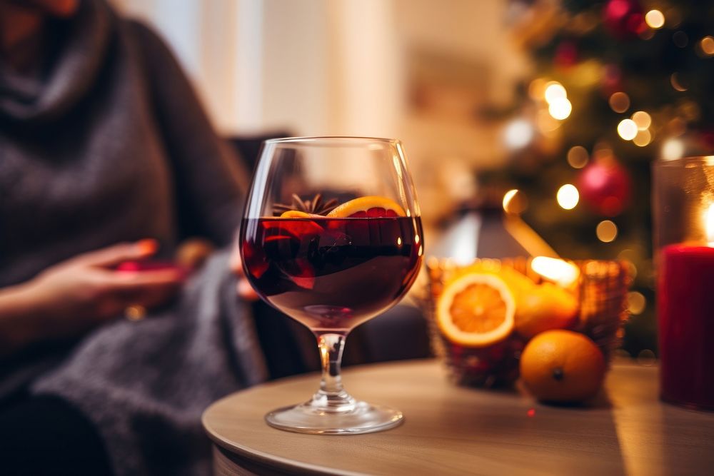 Mulled wine christmas drink glass. AI generated Image by rawpixel.