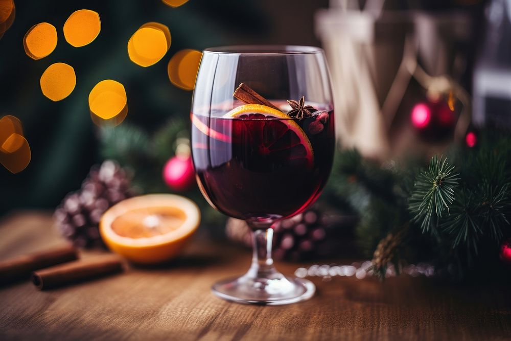 Mulled wine christmas drink glass. AI generated Image by rawpixel.