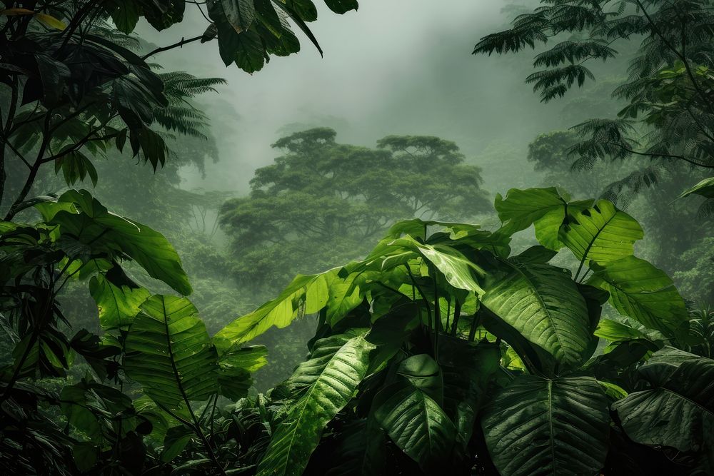Jungle tree leaves vegetation outdoors woodland. AI generated Image by rawpixel.