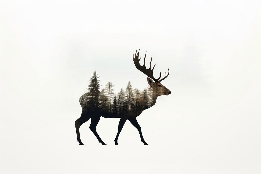 Deer wildlife forest animal. AI generated Image by rawpixel.