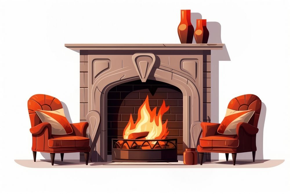Fireplace furniture hearth chair. AI generated Image by rawpixel.