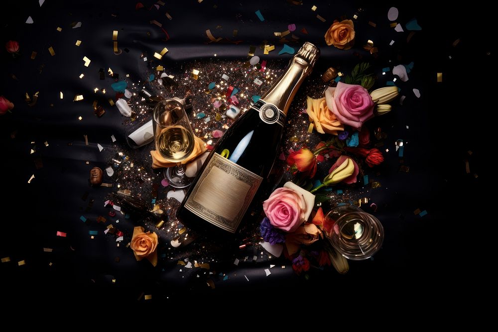 Party celebration champagne bottle. AI generated Image by rawpixel.