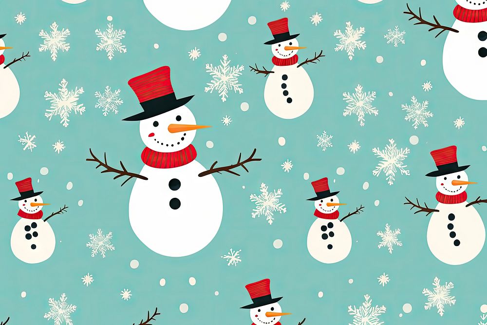 Snowman backgrounds christmas pattern. AI generated Image by rawpixel.