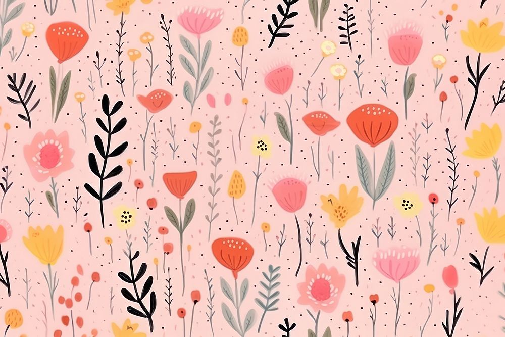 Floral field pattern backgrounds pink. AI generated Image by rawpixel.