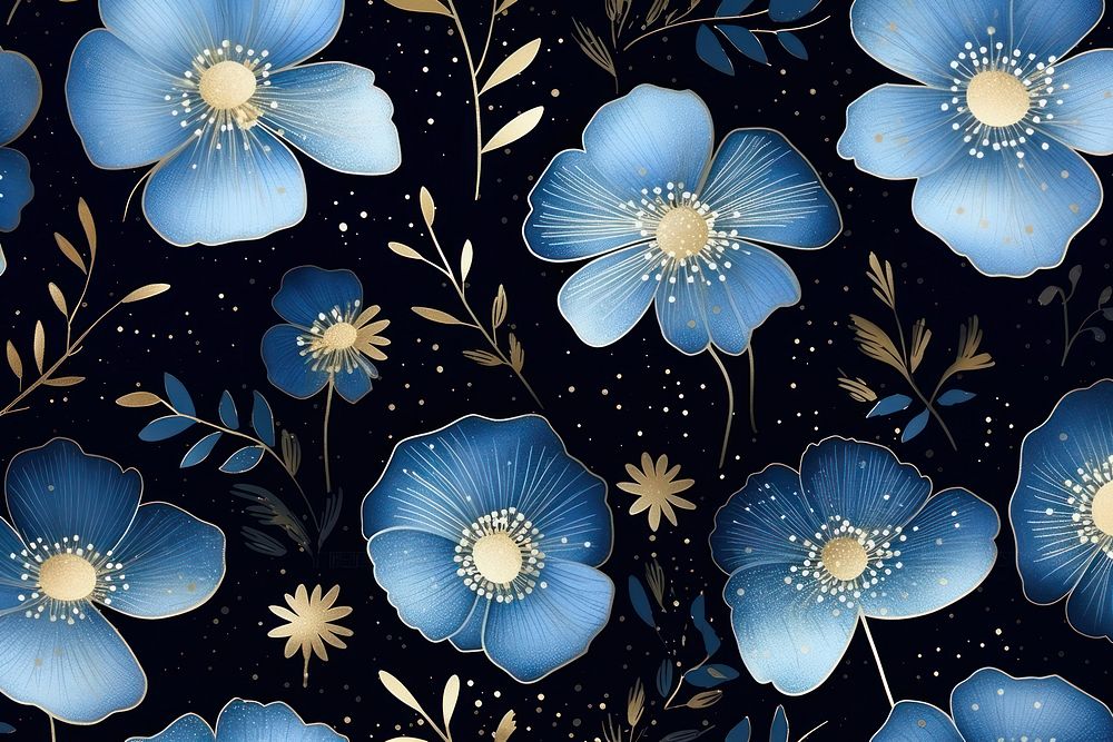 Blue flower pattern backgrounds nature. AI generated Image by rawpixel.