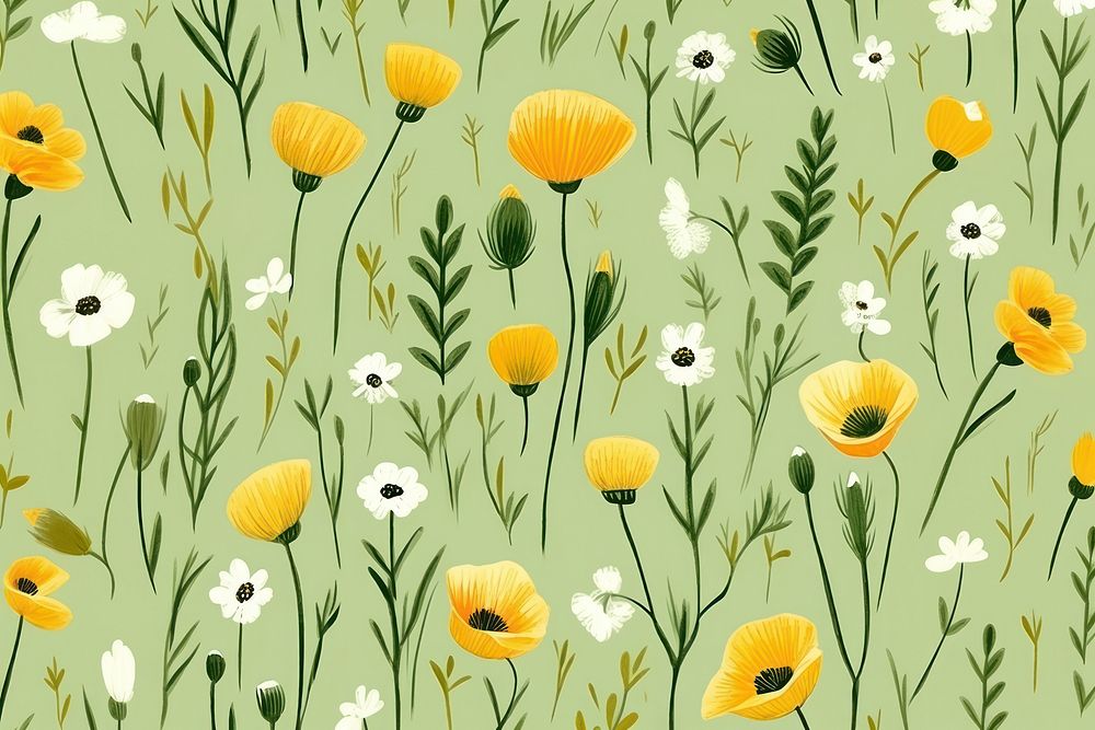 Floral field pattern backgrounds flower. AI generated Image by rawpixel.