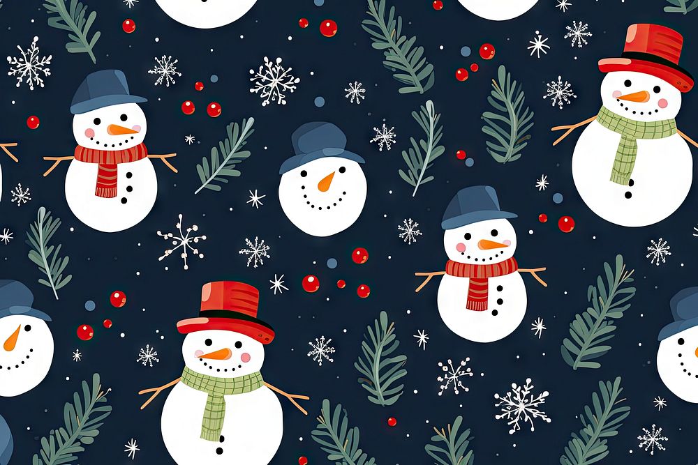 Snowman backgrounds christmas pattern. AI generated Image by rawpixel.