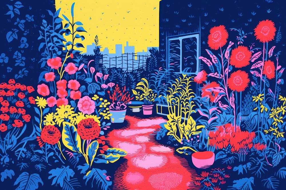 Garden outdoors painting pattern. AI generated Image by rawpixel.