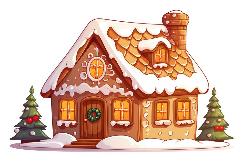 Gingerbread cartoon clipart architecture christmas building. AI generated Image by rawpixel.