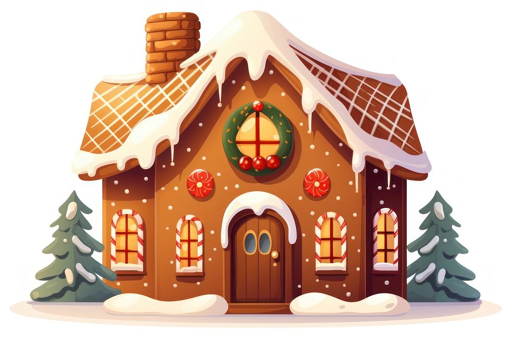 Gingerbread cartoon clipart architecture building confectionery. AI generated Image by rawpixel.