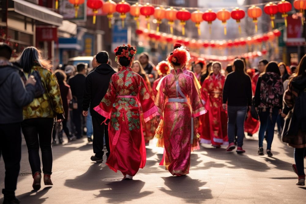 Chinese New Year celebration festival costume. AI generated Image by rawpixel.