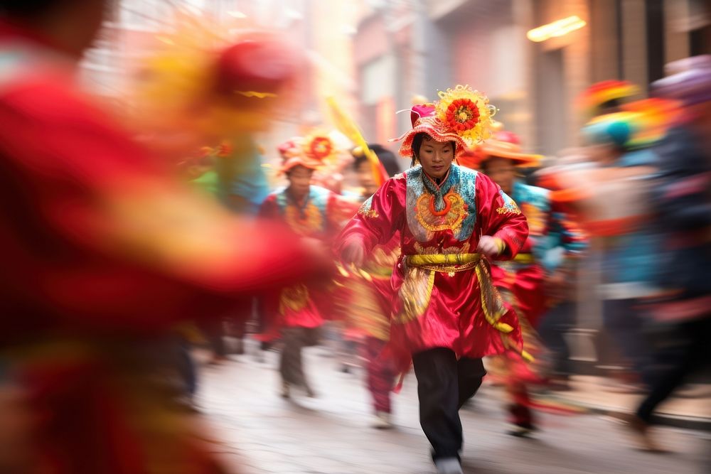 Chinese New Year celebration festival walking. AI generated Image by rawpixel.