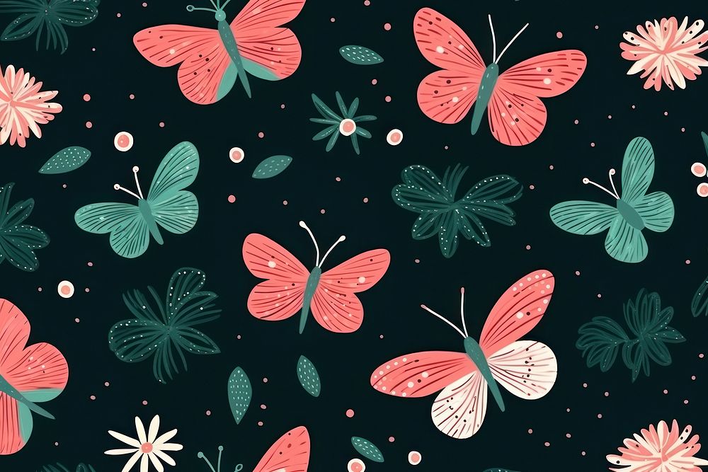 Pink butterfly pattern backgrounds green. Free Photo Illustration