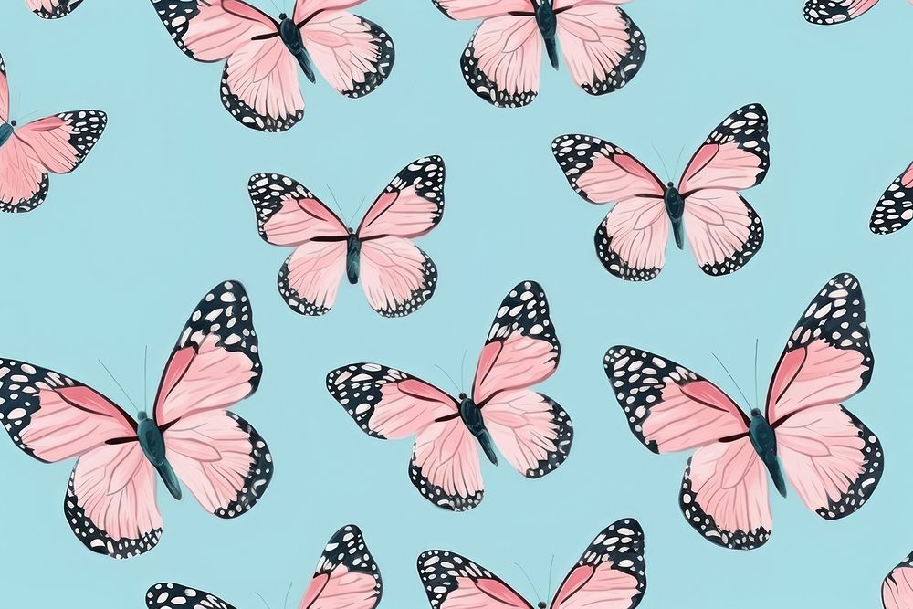 Pink butterfly backgrounds pattern blue. 