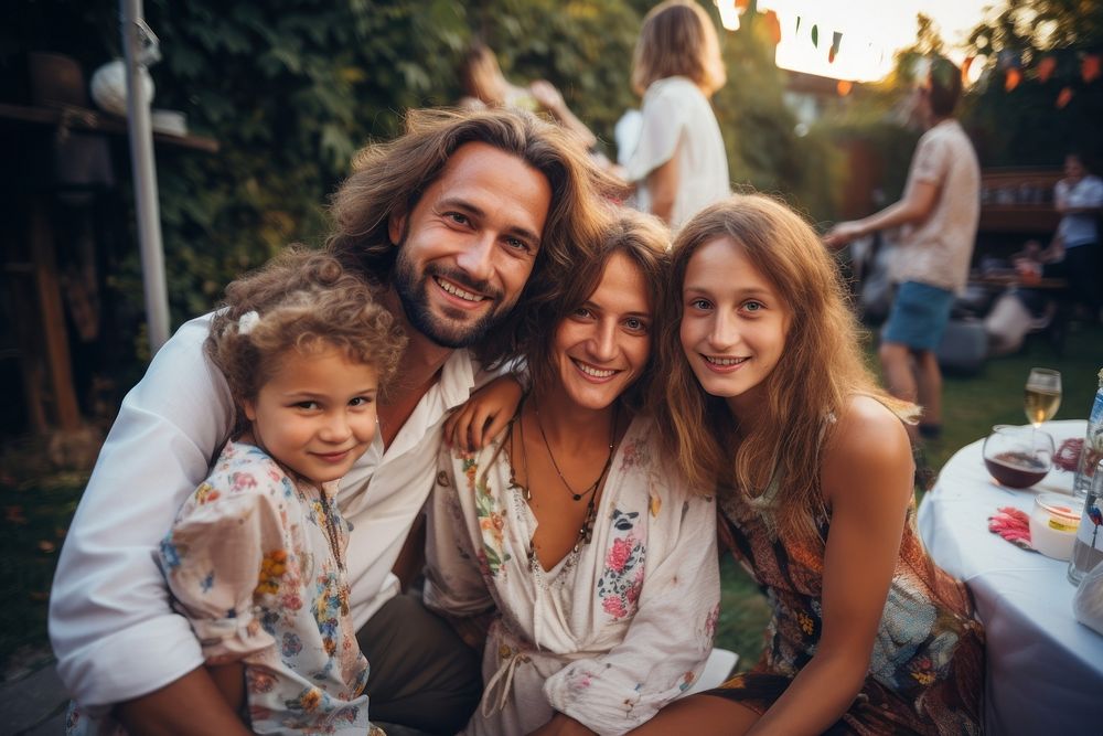 Party portrait outdoors family. AI generated Image by rawpixel.