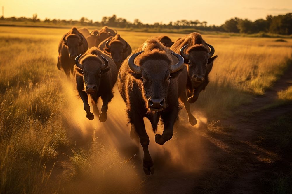 Wild buffalo grassland livestock wildlife. AI generated Image by rawpixel.