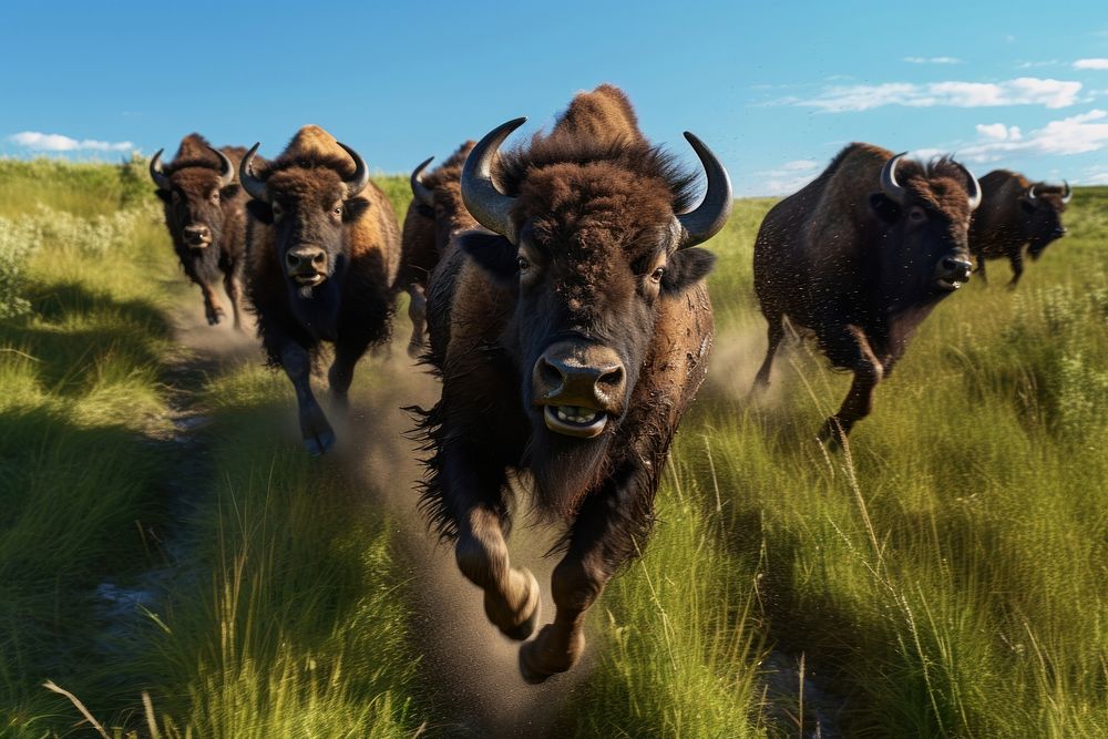 Wild buffalo livestock grassland wildlife. AI generated Image by rawpixel.