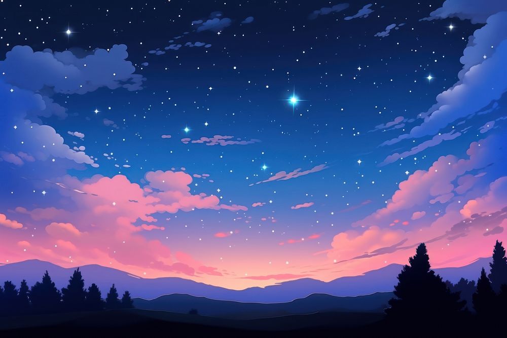 Night sky landscape outdoors nature. AI generated Image by rawpixel.