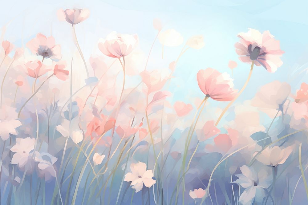 Flowers backgrounds outdoors painting. AI generated Image by rawpixel.