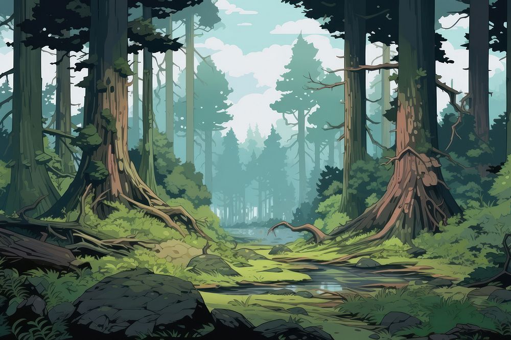 Forest land wilderness landscape. AI generated Image by rawpixel.