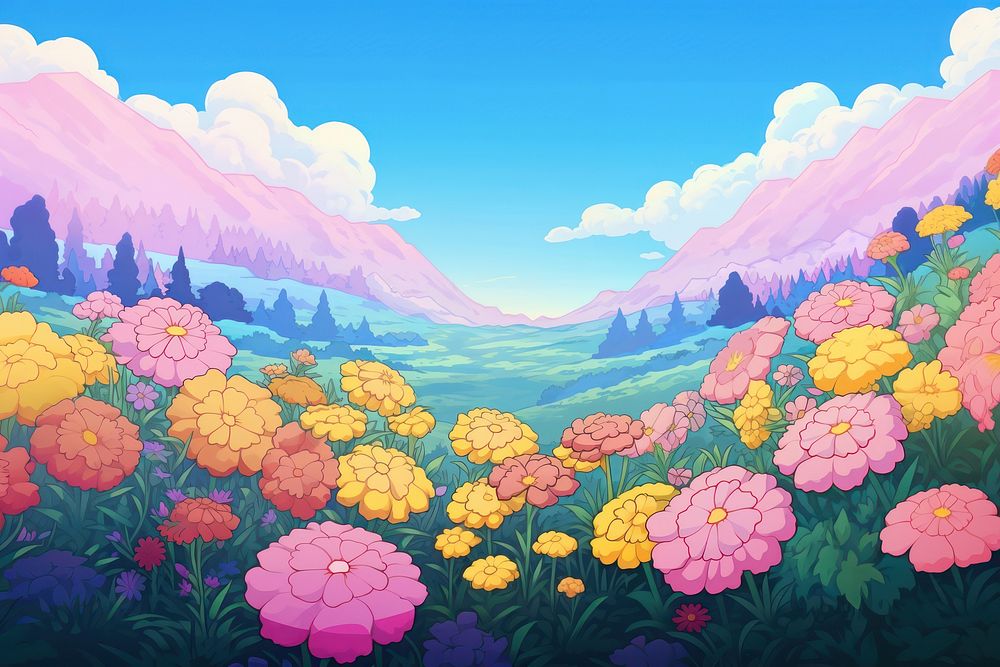 Rainbow flower landscape backgrounds outdoors. AI generated Image by rawpixel.