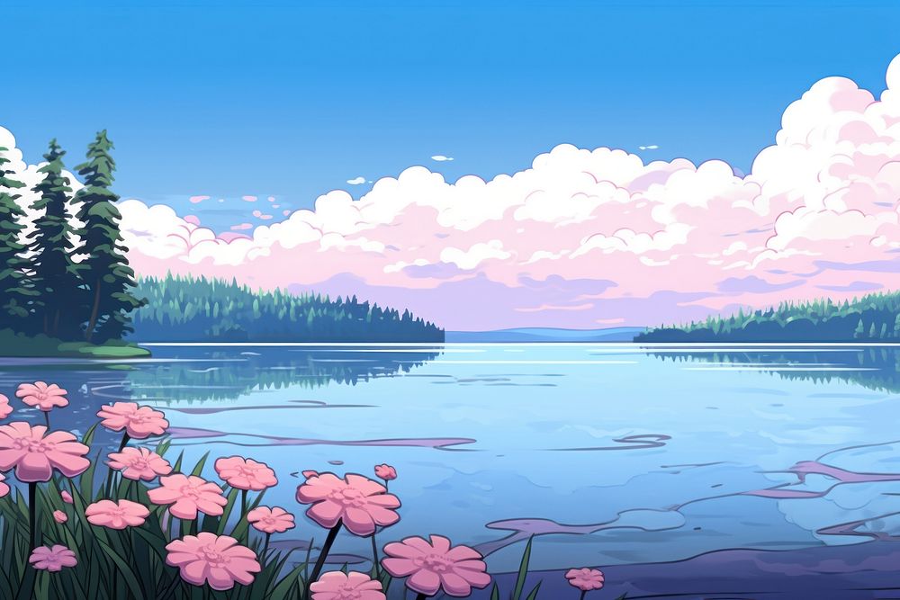 Water lily landscape lake outdoors. AI generated Image by rawpixel.