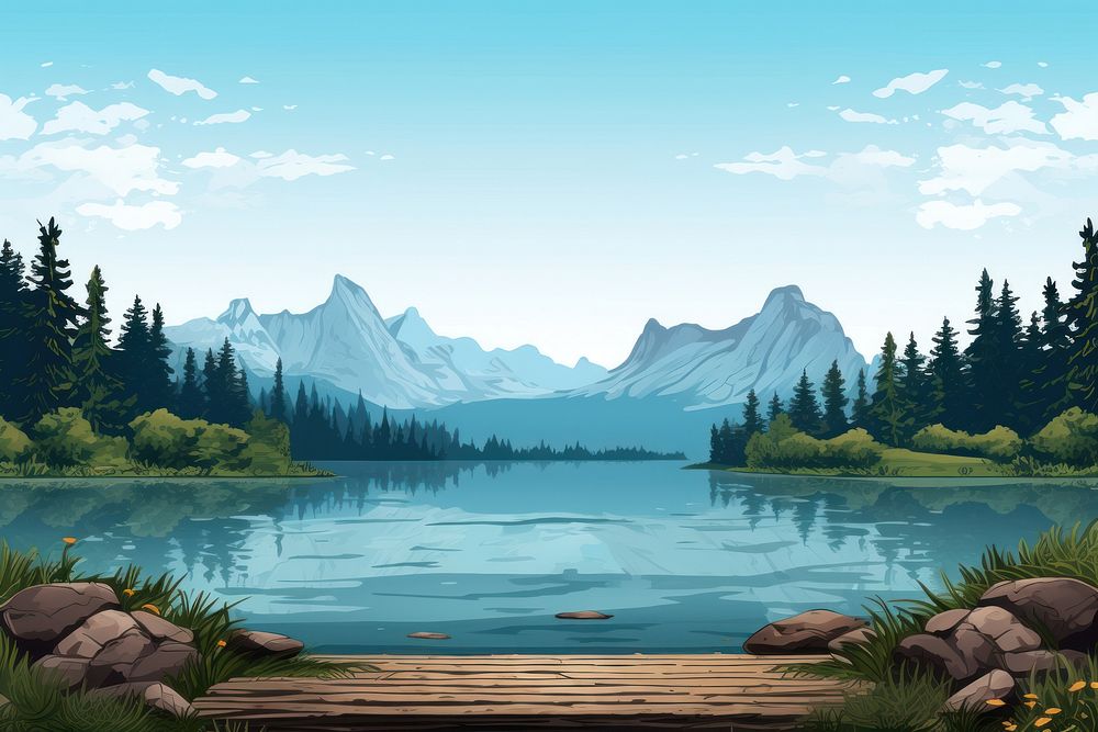 Lake background landscape outdoors nature. AI generated Image by rawpixel.