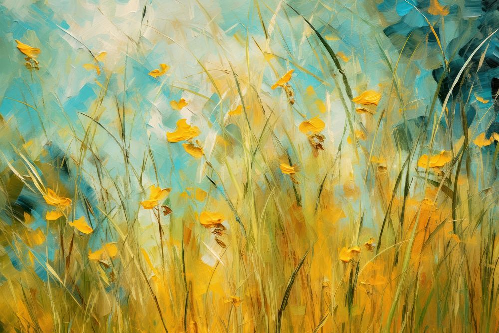 Meadow backgrounds painting outdoors. AI generated Image by rawpixel.