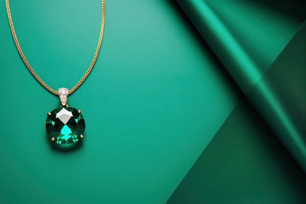 Emerald jewelry necklace gemstone. AI generated Image by rawpixel.