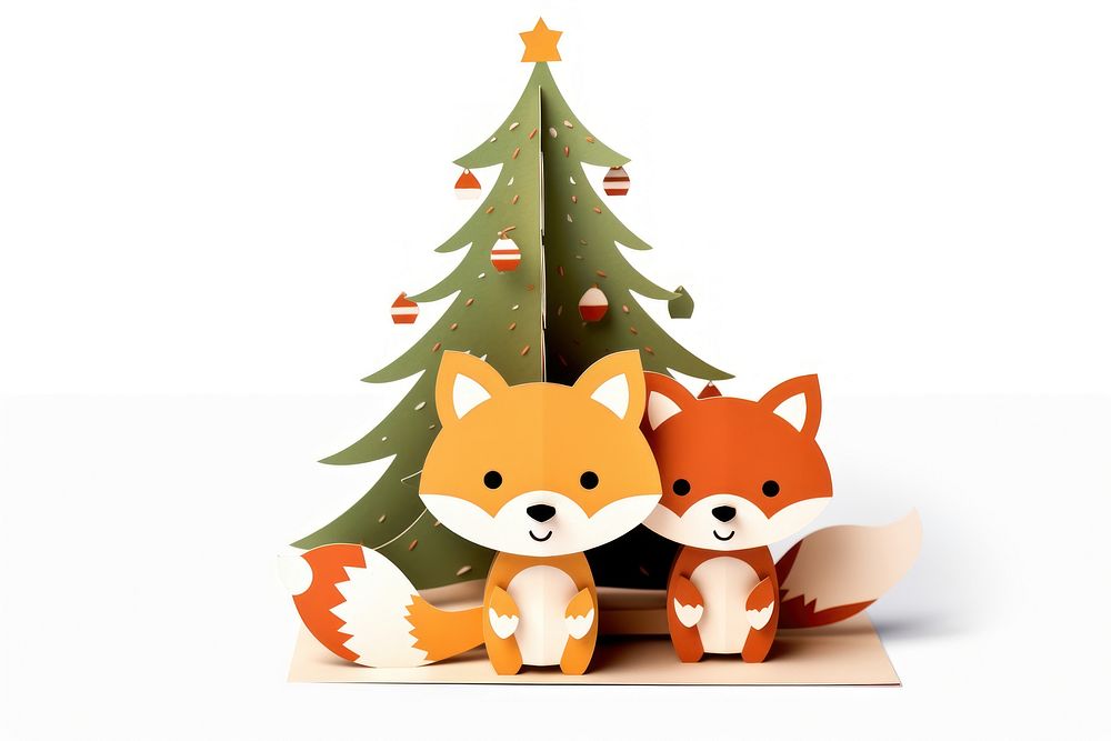 Christmas greeting card animal paper cute. AI generated Image by rawpixel.