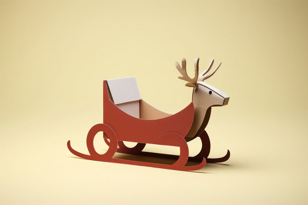 Reindeer sledge christmas mammal paper. AI generated Image by rawpixel.