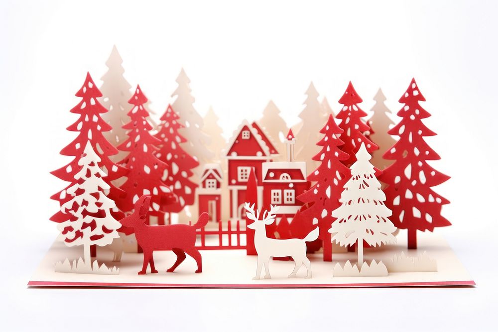 Christmas greeting card mammal white background representation. AI generated Image by rawpixel.