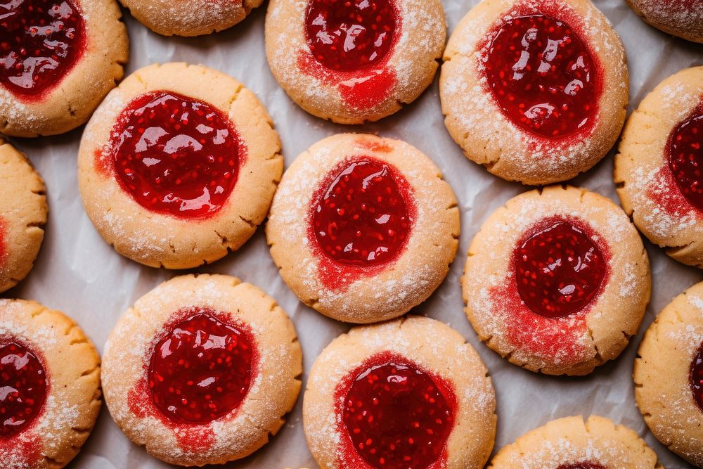 Strawberry Jam Cookies strawberry cookie food. AI generated Image by rawpixel.