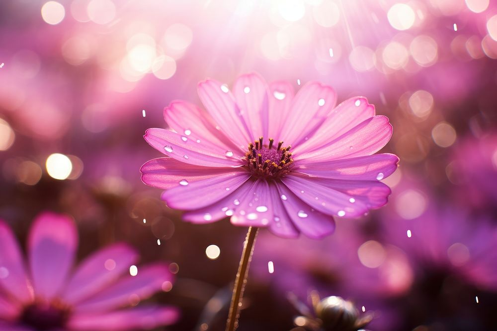Pink flower nature sunlight outdoors. AI generated Image by rawpixel.