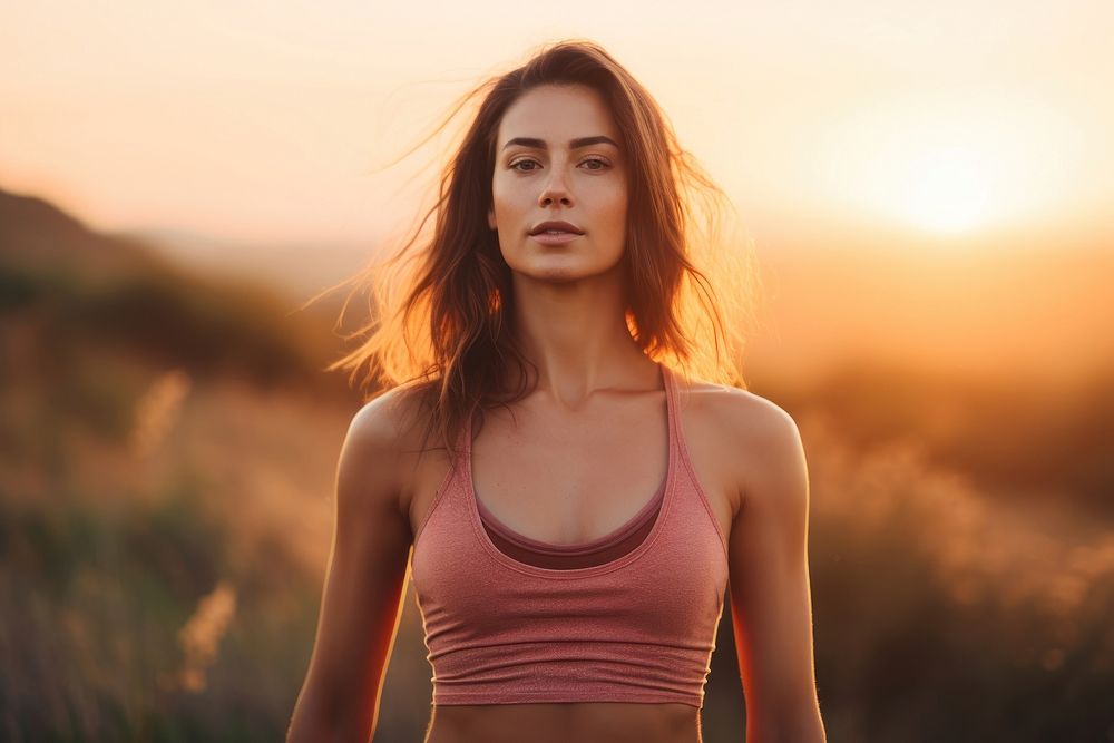Woman portrait sunset nature. AI generated Image by rawpixel.