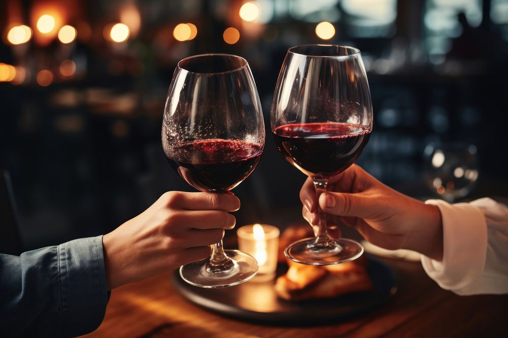 Red wine glass restaurant drink. AI generated Image by rawpixel.