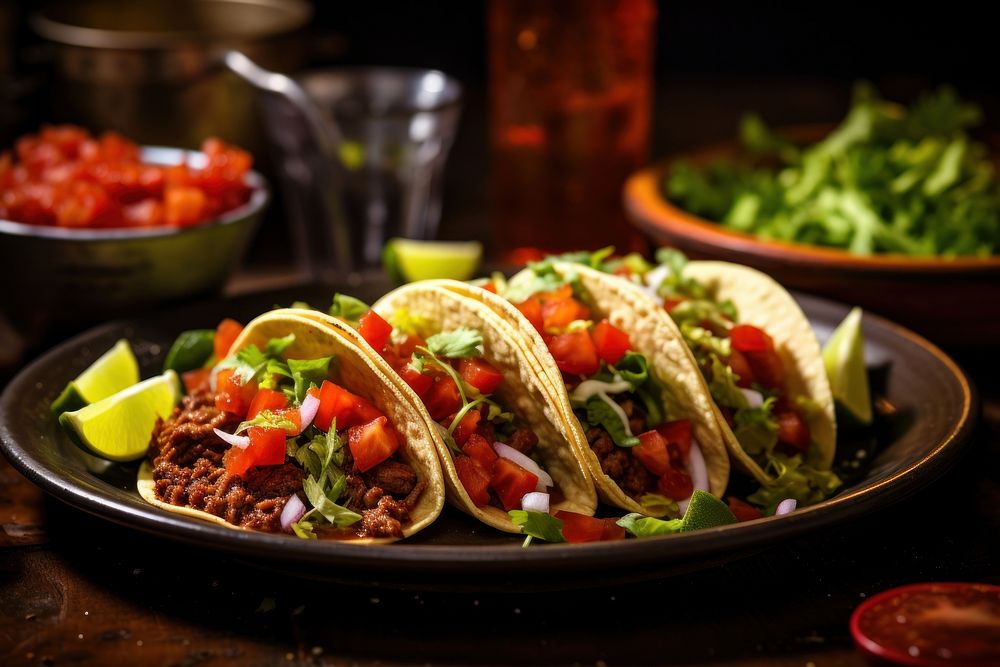Mexican tacos tomato food vegetable. AI generated Image by rawpixel.