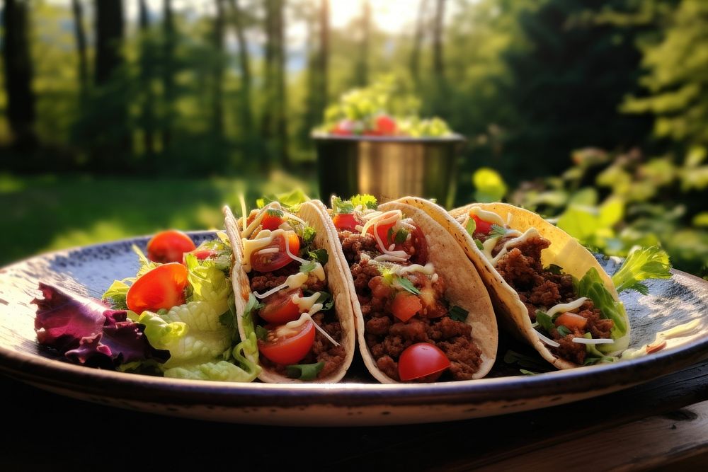 Mexican tacos tomato plate food. AI generated Image by rawpixel.